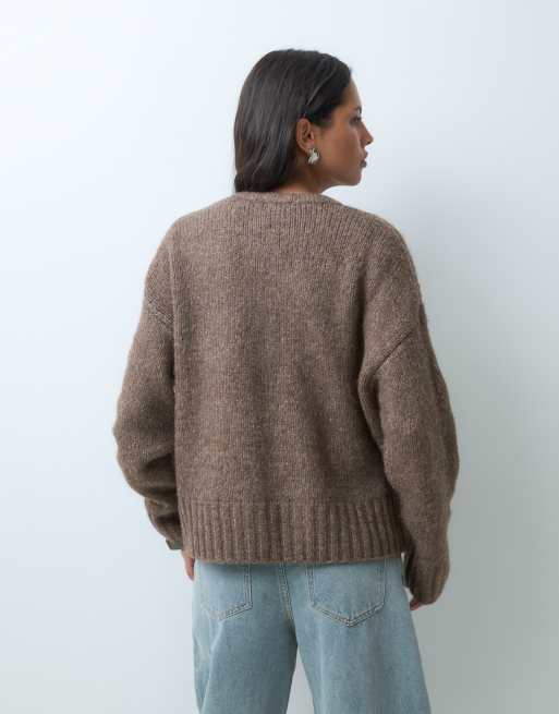 Cotton On luxe crew neck jumper in acorn , 4 of 5