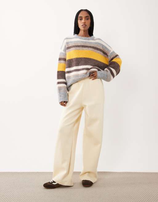 Cotton On luxe crew neck jumper in lofty golden stripe, 2 of 4