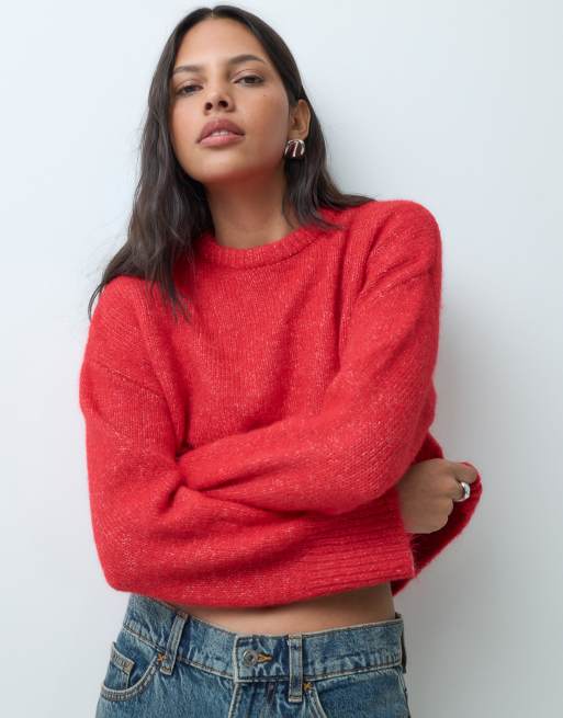 Cotton On luxe crew neck jumper in red, 2 of 5