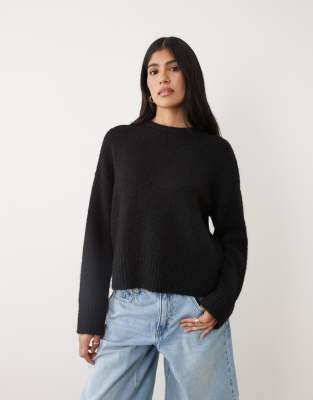 Cotton On Luxe Crew Neck Sweater In Black