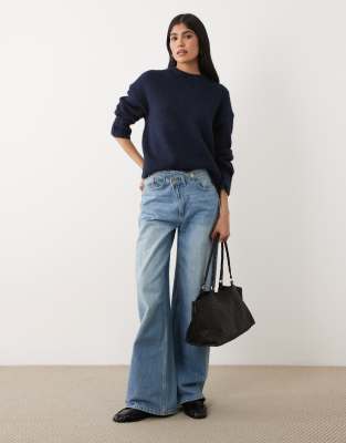 Cotton On Luxe Crew Neck Sweater In Blue