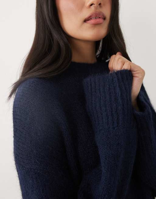 Cotton On Luxe crew neck sweater in dreamy dark navy, 3 of 4