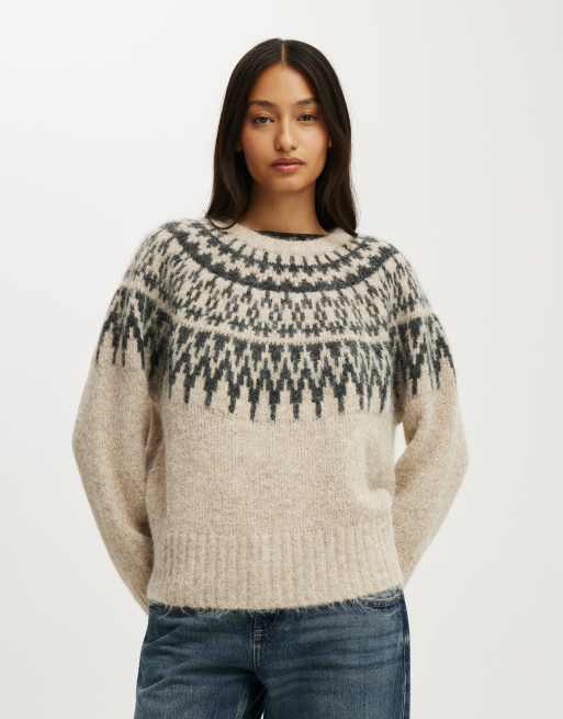 Cotton On Luxe crew neck sweater in dreamy fairisle, 2 of 4