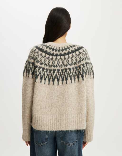 Cotton On Luxe crew neck sweater in dreamy fairisle, 4 of 4