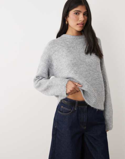 Cotton On Luxe crew neck sweater in dreamy mid grey marle - view 1