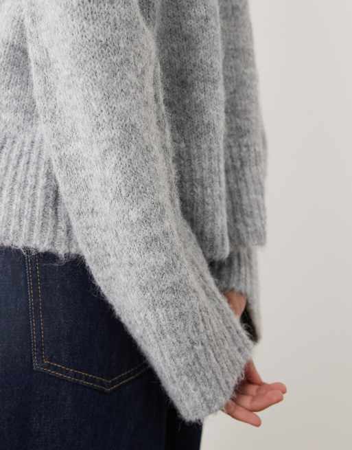 Cotton On Luxe crew neck sweater in dreamy mid grey marle, 3 of 4