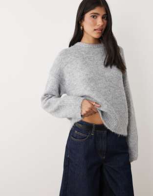 Cotton On Luxe Crew Neck Sweater In Gray