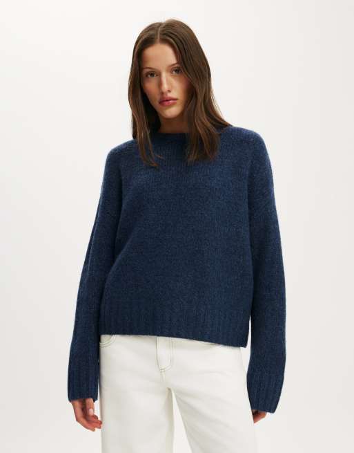 Cotton On Luxe crew neck sweater in lofty shadow navy, 2 of 3