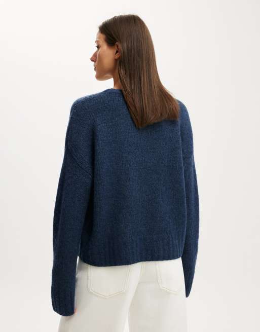 Cotton On Luxe crew neck sweater in lofty shadow navy, 3 of 3