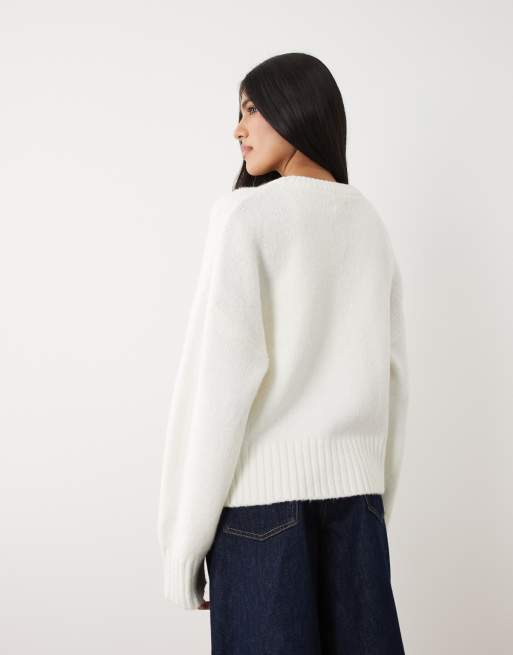 Cotton On Luxe crew neck sweater in lofty white, 4 of 4