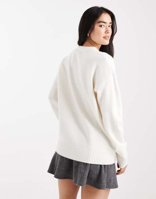 Cotton On luxe crew neck sweater in porcelain, 3 of 4