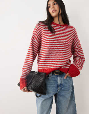 Cotton On Luxe Crew Neck Sweater In Red