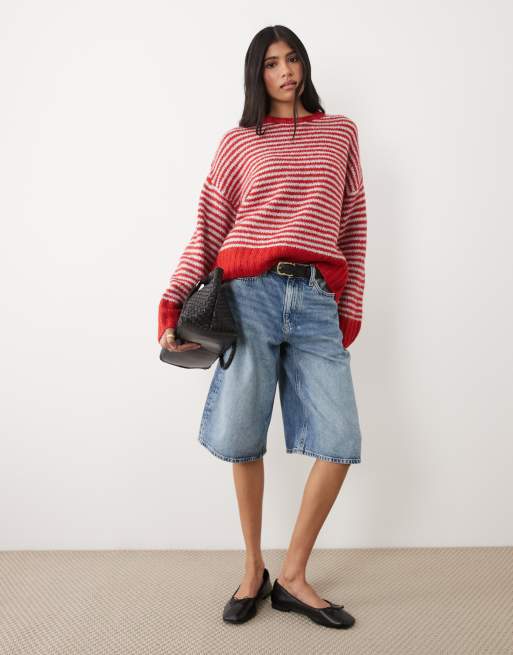 Cotton On Luxe crew neck sweater in red stripe, 3 of 4