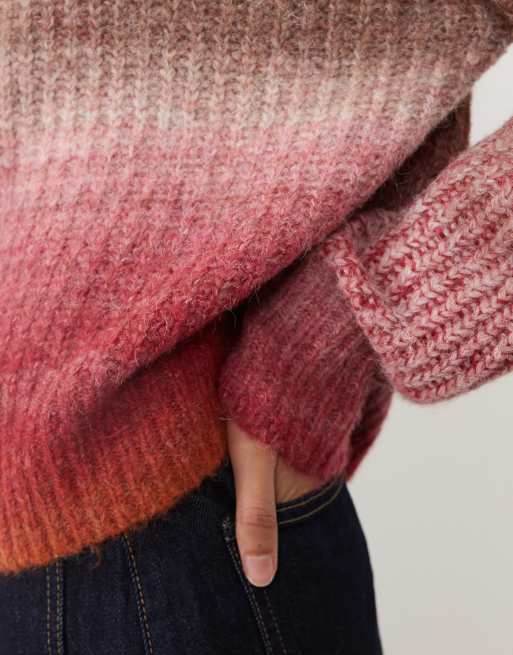 Cotton On Luxe crew neck sweater in warm clay oak stripe, 4 of 4