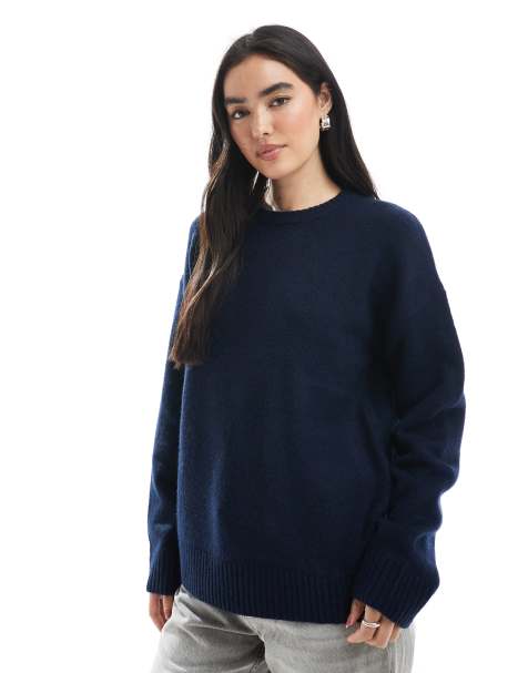 Cotton On luxe crew neck sweatshirt in moonlit indigo - view 1