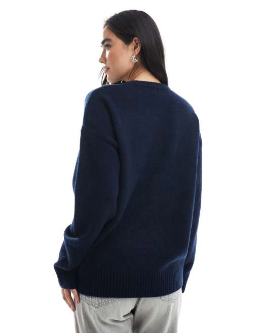 Cotton On luxe crew neck sweatshirt in moonlit indigo, 2 of 4