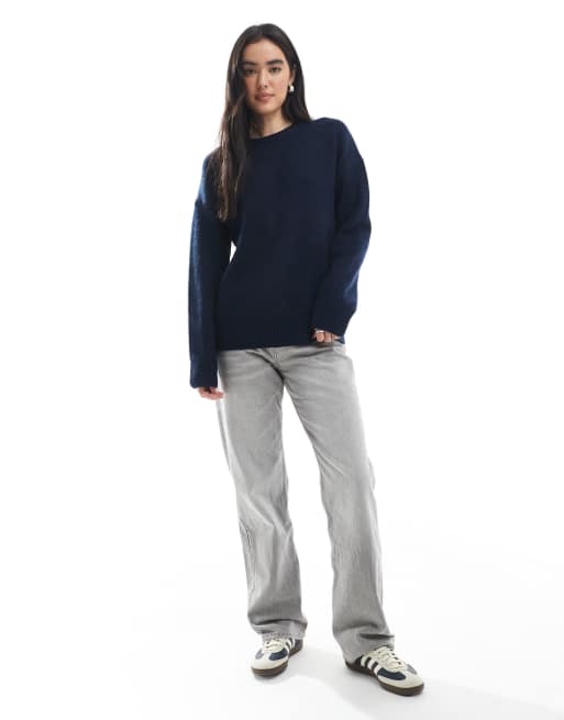 Cotton On luxe crew neck sweatshirt in moonlit indigo, 4 of 4