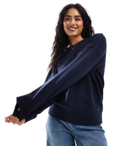 Cotton On luxe crew pullover in total eclipse - view 1