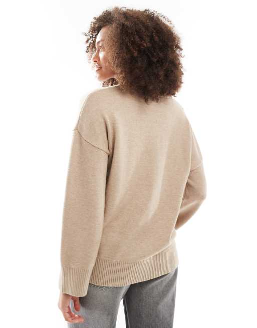 Cotton On luxe crew pullover knitted sweater in cream with