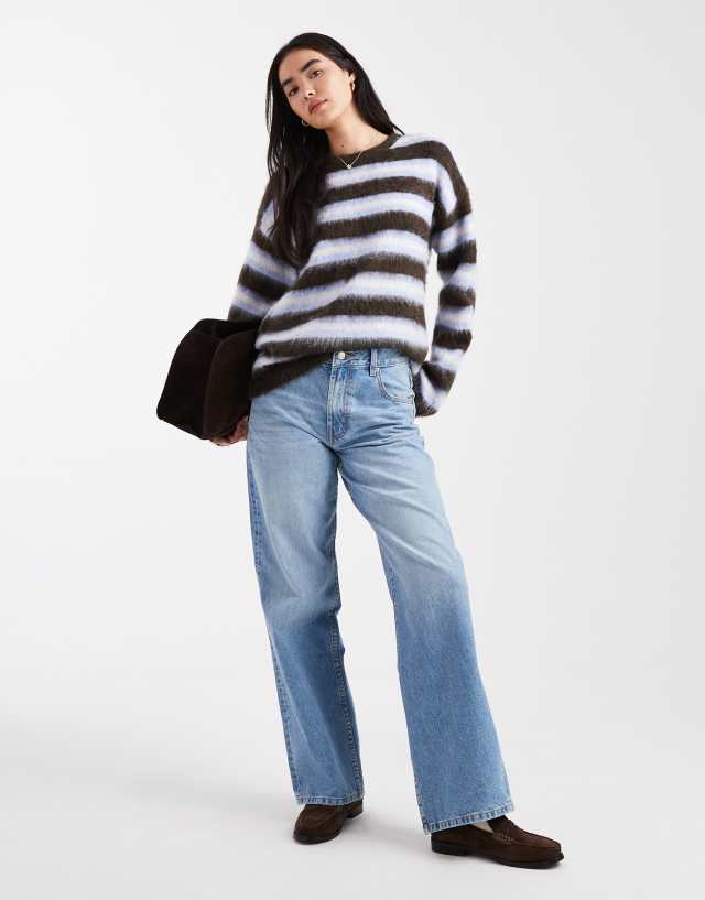 Cotton On luxe crew sweater in blue and grey stripe | ASOS