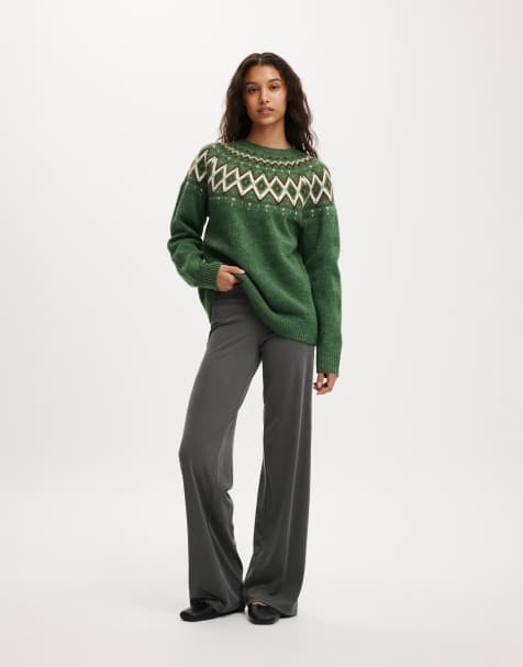 Cotton On Luxe crew sweater in fairisle - view 1