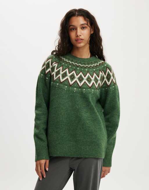 Cotton On Luxe crew sweater in fairisle, 2 of 4