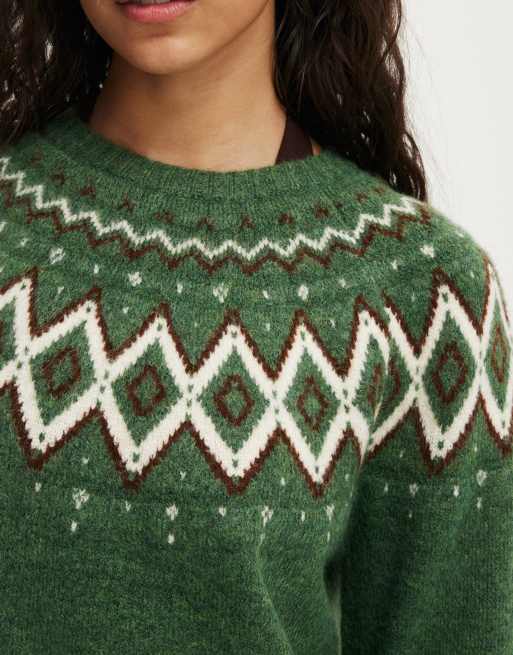 Cotton On Luxe crew sweater in fairisle, 3 of 4