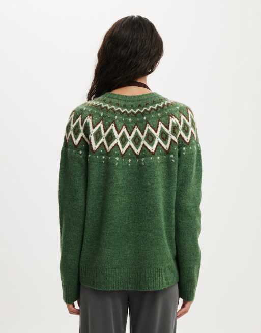 Cotton On Luxe crew sweater in fairisle, 4 of 4