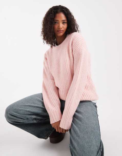 Cotton On luxe crew sweater in peony rose marle - view 1