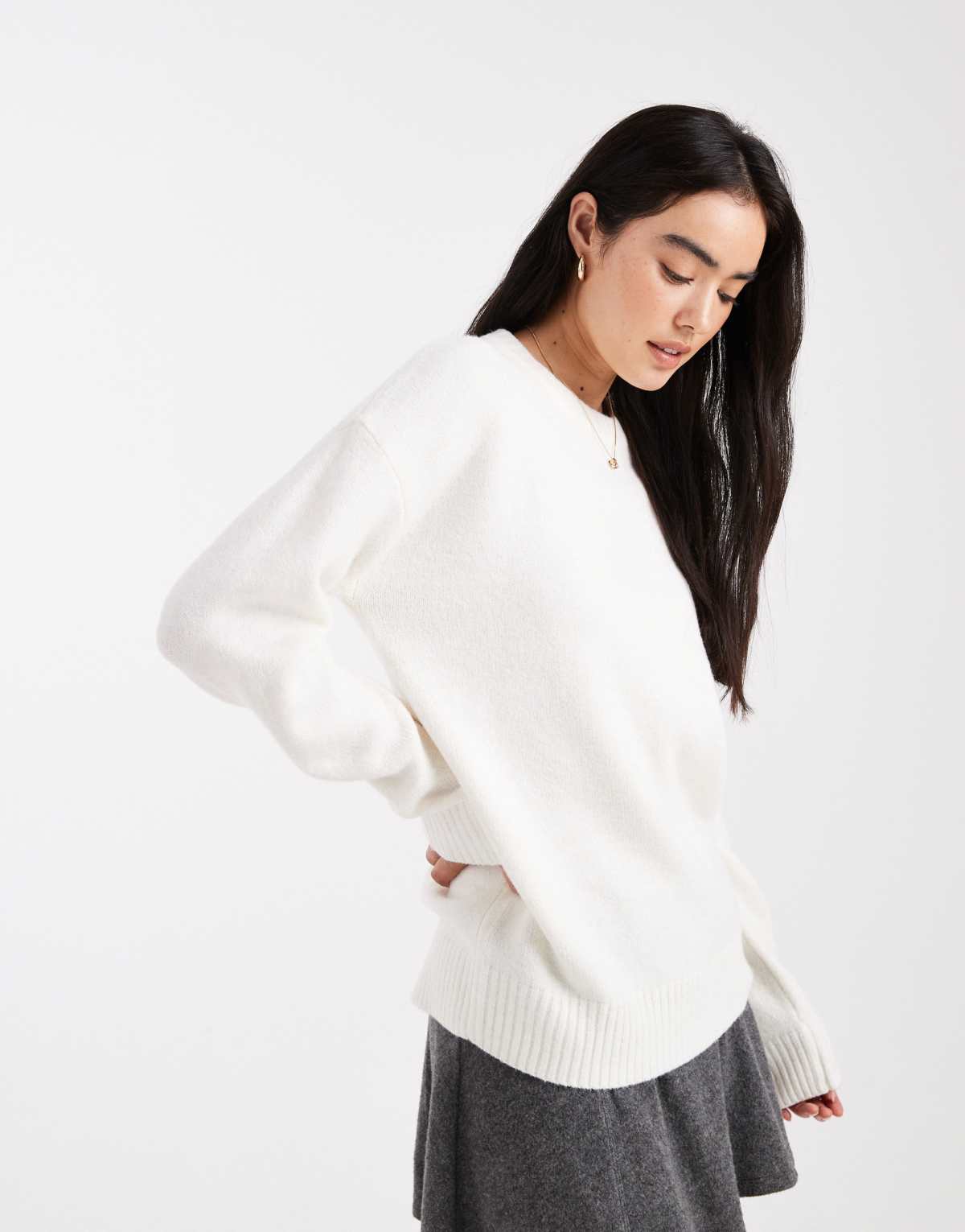 Cotton On luxe crew sweater in porcelain