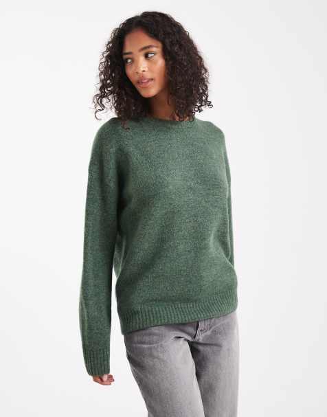 Cotton On luxe crew sweater in treetop green - view 1