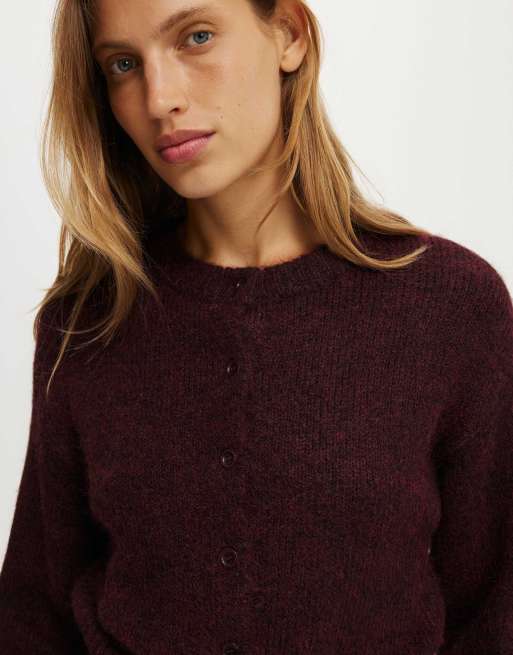Cotton On Luxe dreamy crew cardi in burgundy, 4 of 4