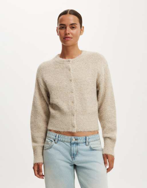 Cotton On Luxe dreamy crew cardi in chai dust marle, 2 of 4