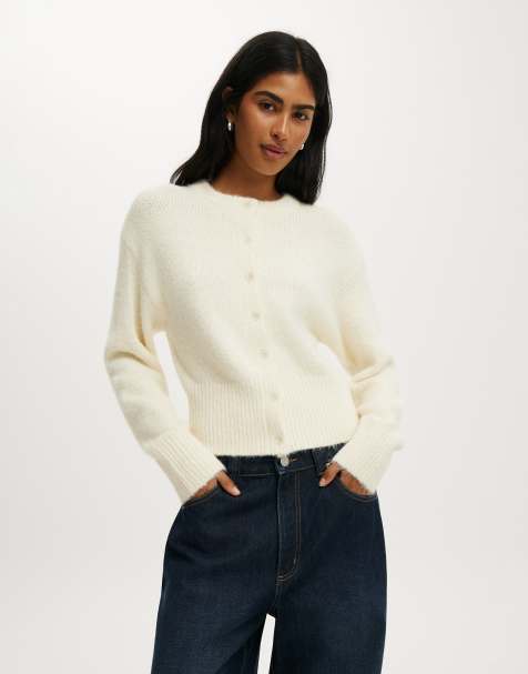 Cotton On Luxe dreamy crew cardi in honey cream - view 1