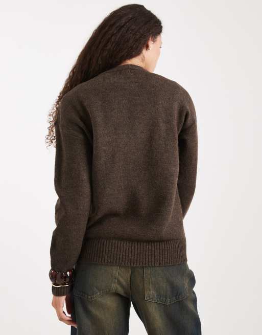 Cotton On - Luxe - Felpa girocollo color avena scuro mélange, 4 di 4