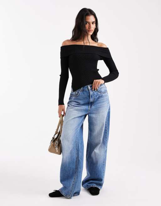 Cotton On - Luxe - Gebreide trui met blote schouders in zwart, 3 van 4