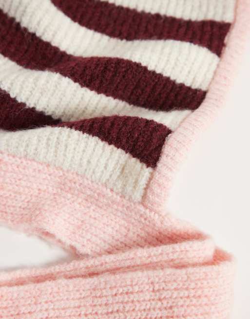 Cotton On luxe knit bonnet in pink stripe, 2 of 3