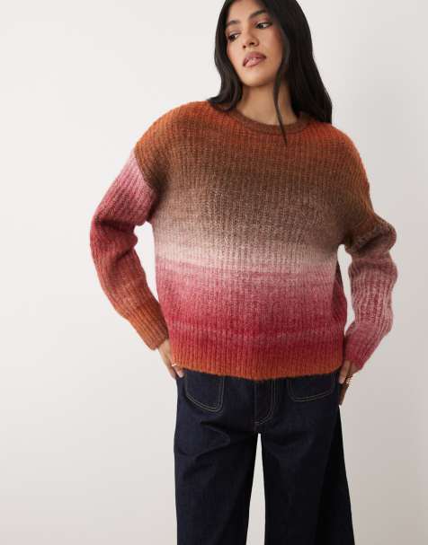 Cotton On - Luxe - Maglione girocollo a righe color rovere argilla caldo - view 1