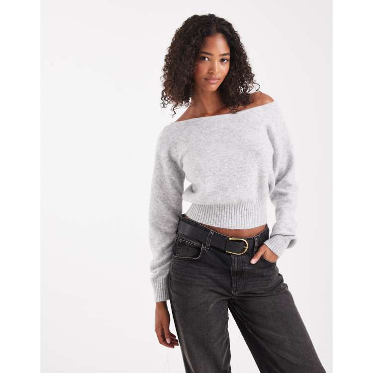 Cotton On luxe off shoulder knit in gray heather | ASOS