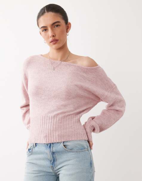 Cotton On luxe off shoulder knit top in blushed cloud - view 1