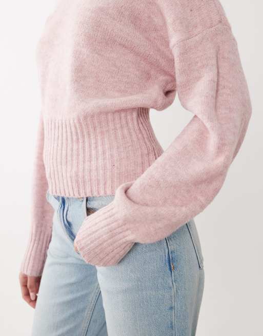 Cotton On luxe off shoulder knit top in blushed cloud, 3 of 4