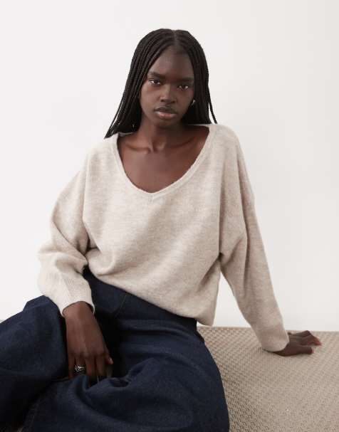 Cotton On Luxe pull col V crème - view 1