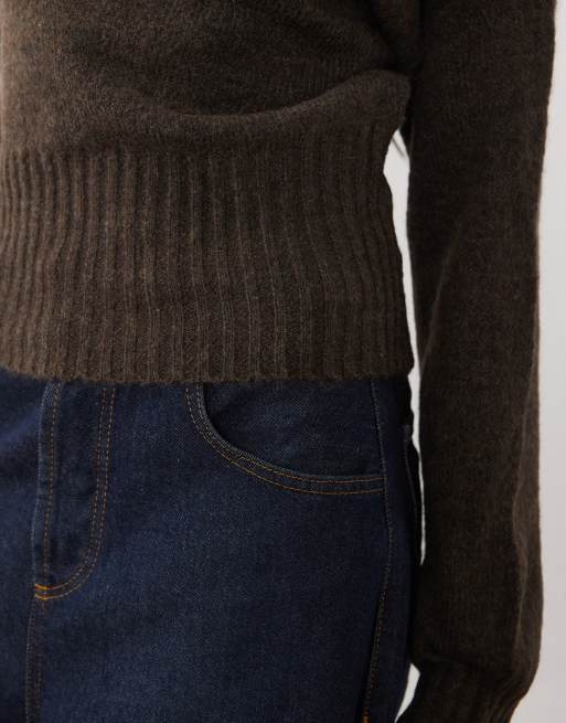 Cotton On Luxe pull en maille ample à épaules nues, chêne foncé, 3 de 4