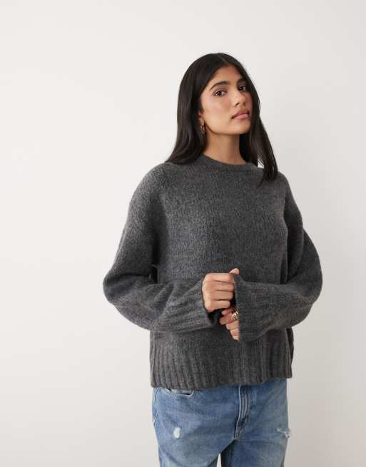Cotton On – Luxe – Pullover in Anthrazit meliert mit Rundhalsausschnitt, 3 von 4