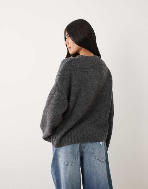 Cotton On – Luxe – Pullover in Anthrazit meliert mit Rundhalsausschnitt, 4 von 4