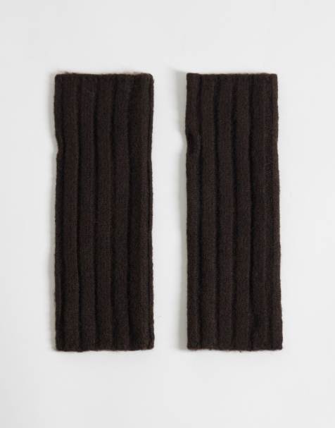Cotton On luxe ribbed arm warmers in brown - view 1