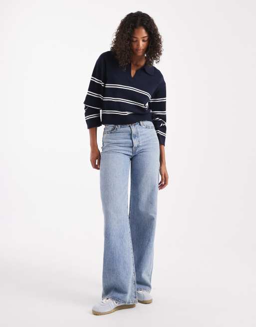 Cotton On - Luxe sweater met kraag en strepen in moonlit indigo, 3 van 4