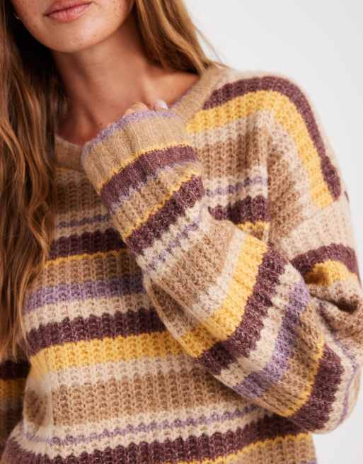 Cotton On – Luxe – Sweter z okrągłym dekoltem w musztardowe paski, 2 z 4