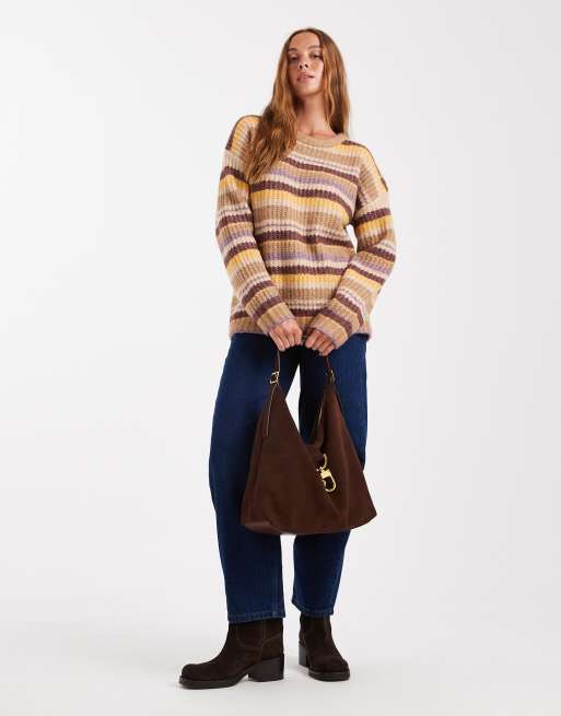 Cotton On – Luxe – Sweter z okrągłym dekoltem w musztardowe paski, 3 z 4