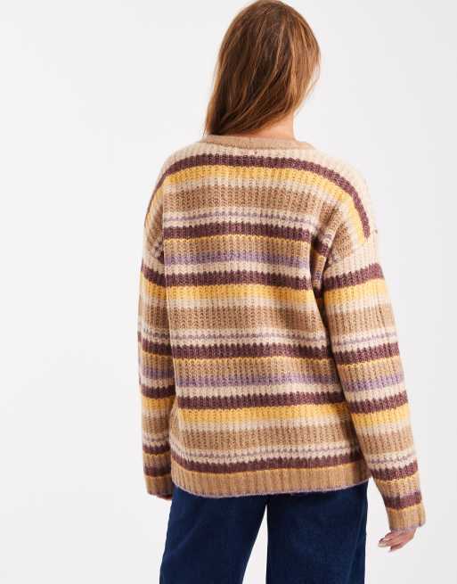 Cotton On – Luxe – Sweter z okrągłym dekoltem w musztardowe paski, 4 z 4